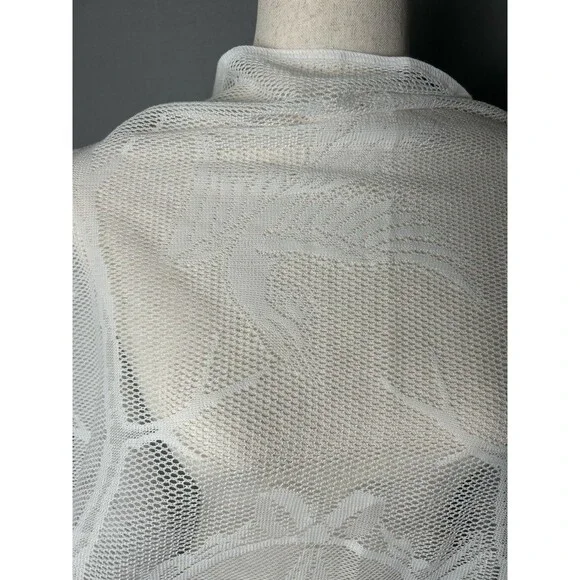 VTG Mantilla Birds Triangle Fringe Church Piano Shawl Scarf  Wrap Japan - Picture 7 of 9